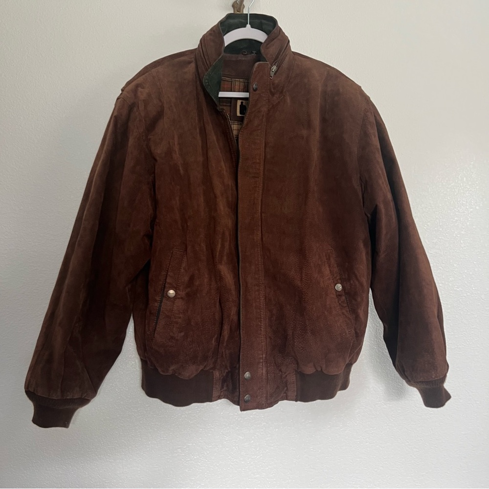 Vintage RAGE  Military Brown Suede Leather Flight Bomber Jacket Aviator Men’s XL